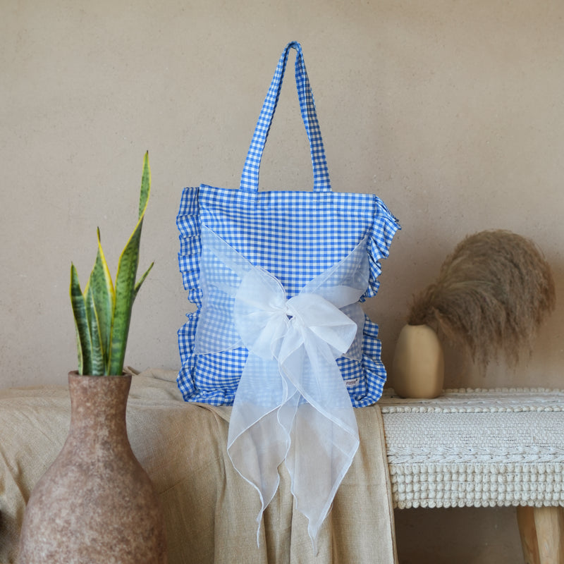 Gingham Bow Tote Bag