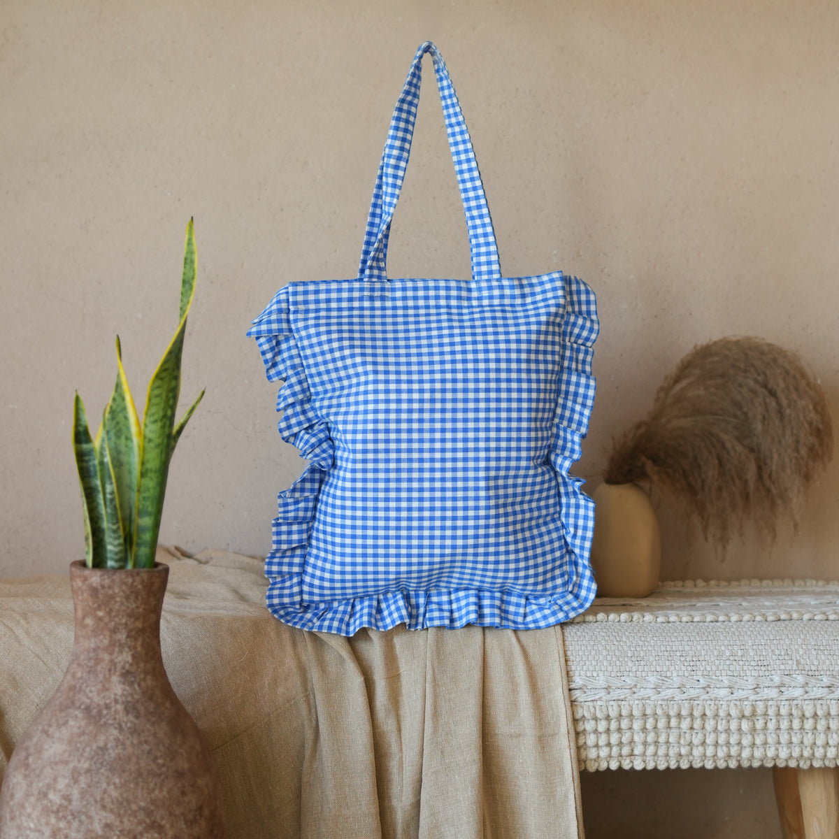 Gingham Bow Tote Bag