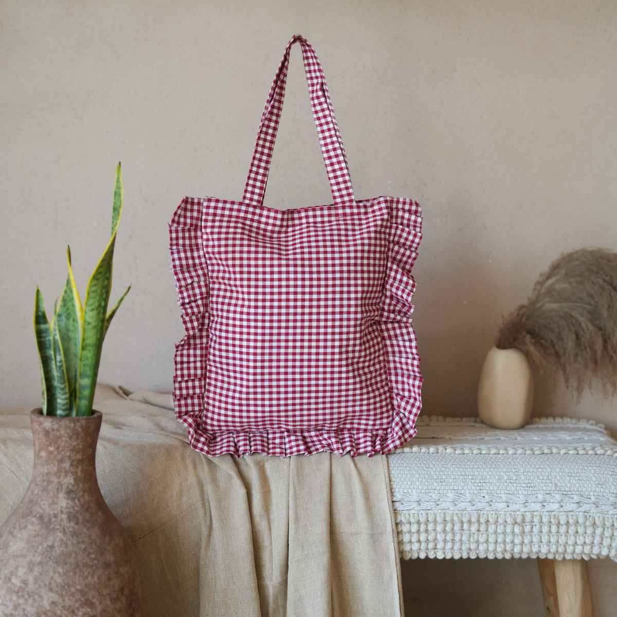 Gingham Bow Tote Bag