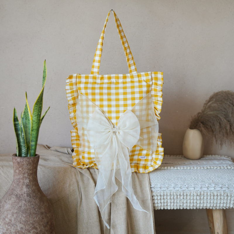 Gingham Bow Tote Bag