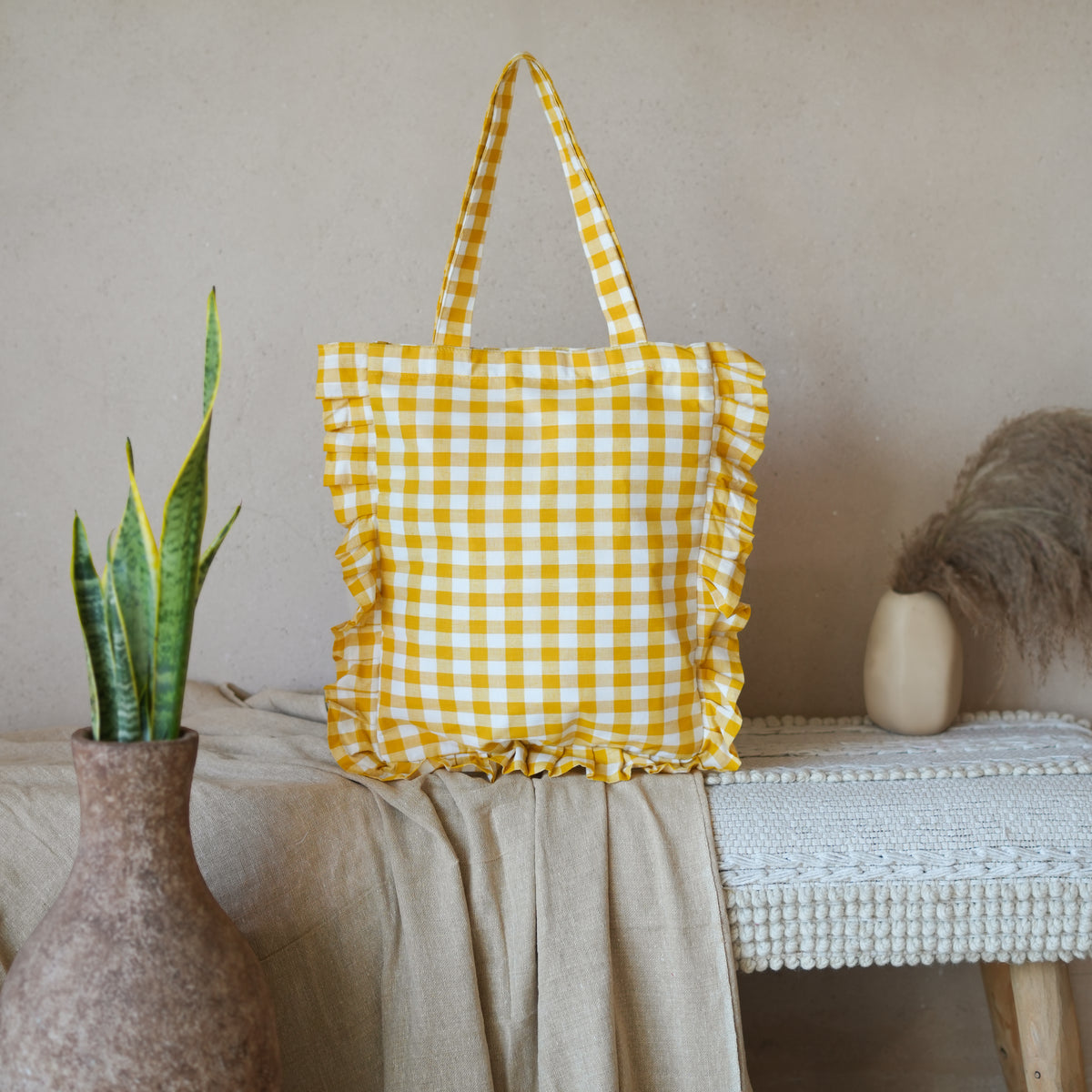 Gingham Bow Tote Bag