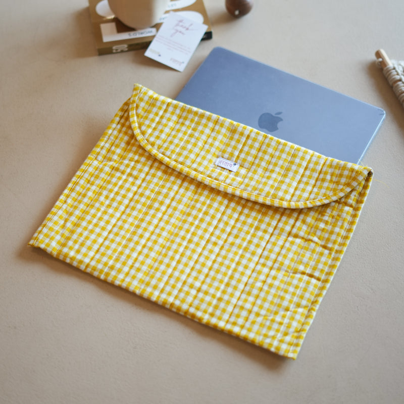 Yellow Check Pattern Laptop Sleeve