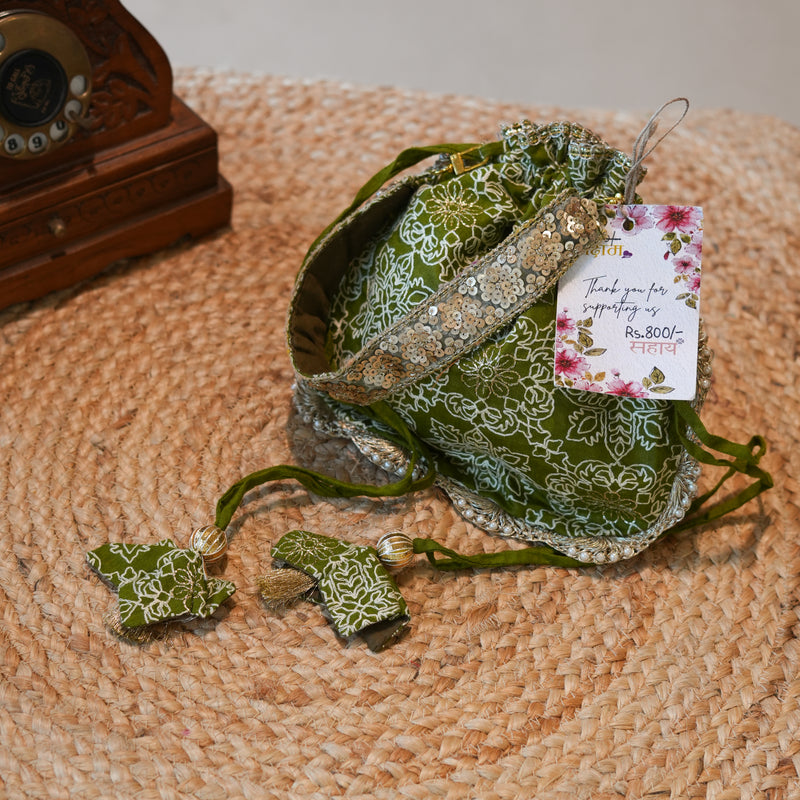 Olive Green Potli Bag