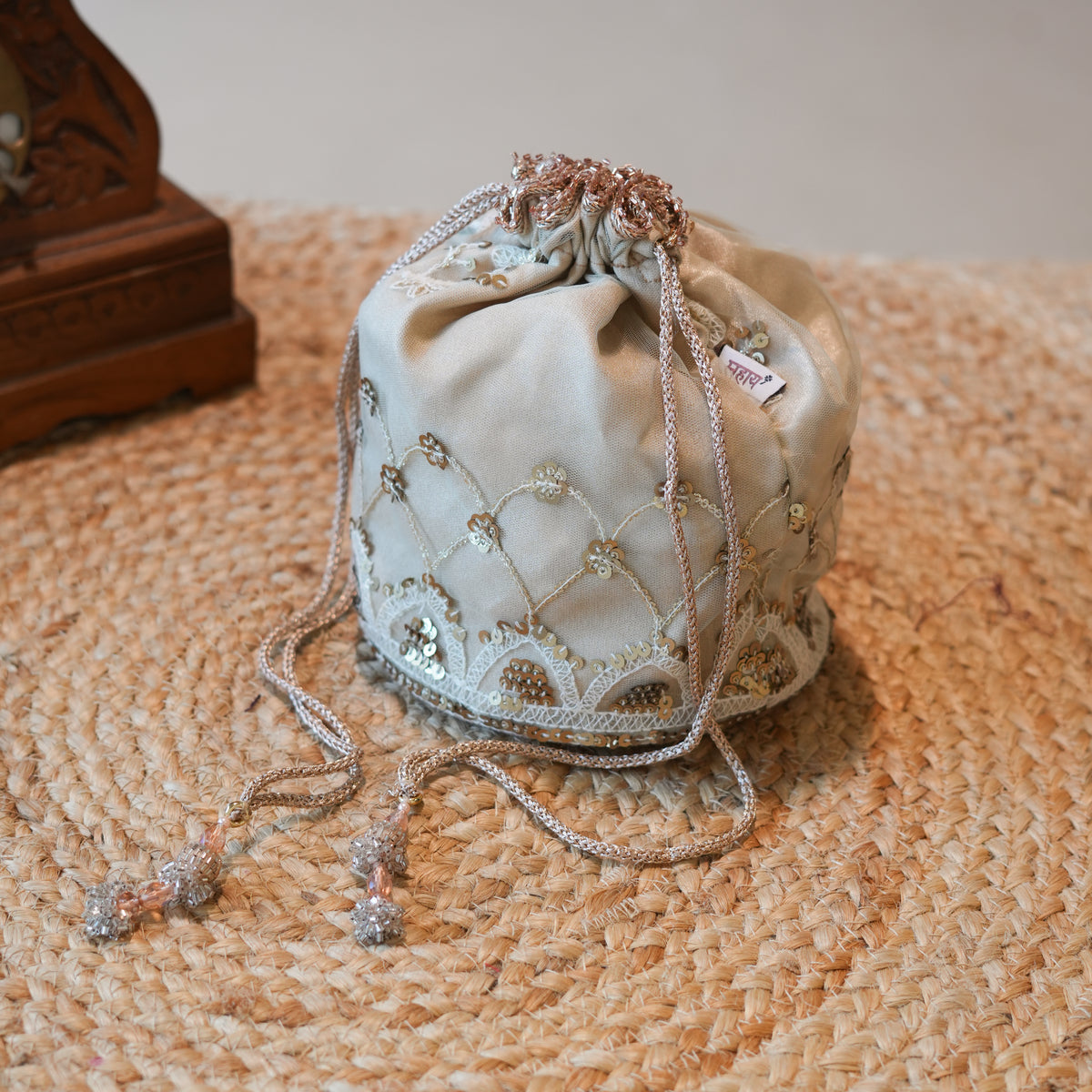 Gold Embroidered Potli Bag