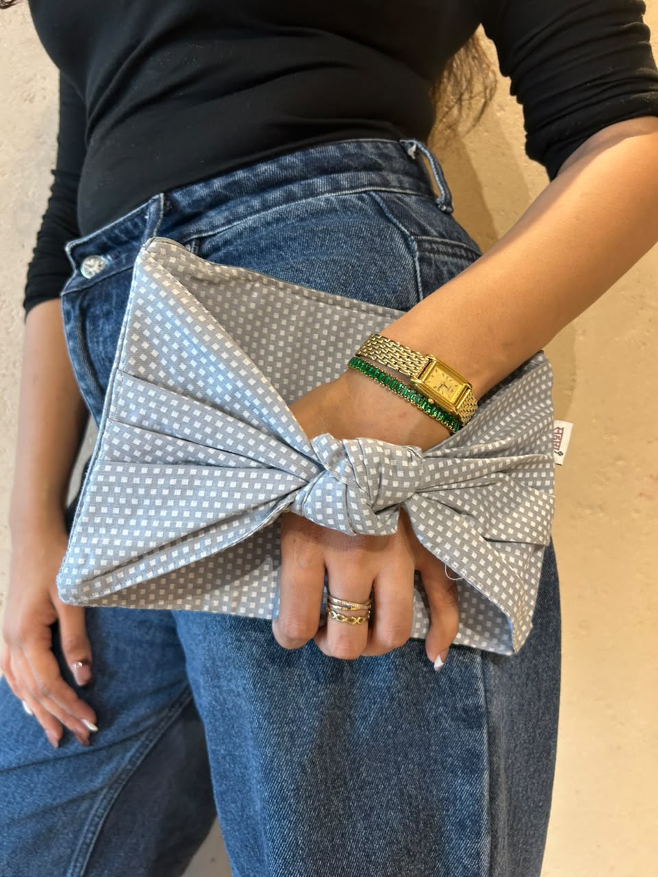 Grey Bow Knot Pouch