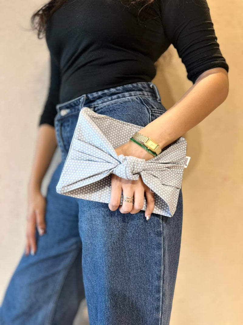 Grey Bow Knot Pouch
