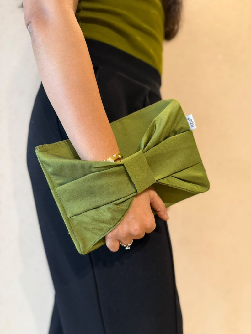 Olive Green Bow Knot Pouch
